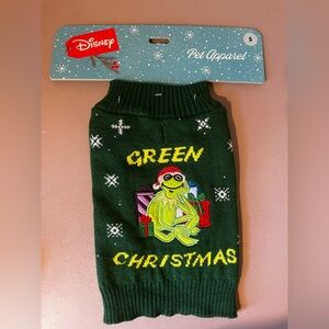 Disney Kermit The Frog Green Christmas Dog Sweater Sz Small